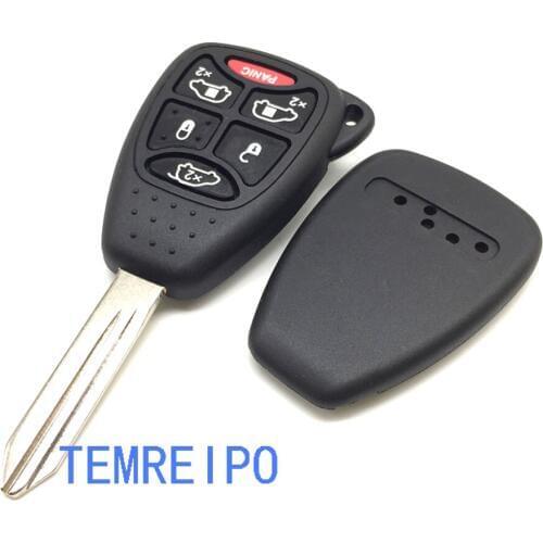 10pcs/lot remote car key case shell key blank with rubber pad 5+1 buttons replacement keys for Chrysler Dodge Jeep