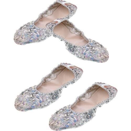 2Pairs Belly Dancing Shoes Professional Dance Footwear Outdoor Casual Shoes