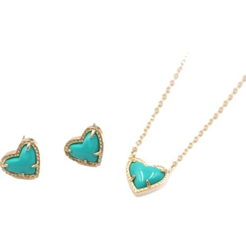 2020 Resin 3D Love Heart Stone Inlay Mini Heart Pendant Necklace Lovely Pink Heart Pendant Necklace Wholesale