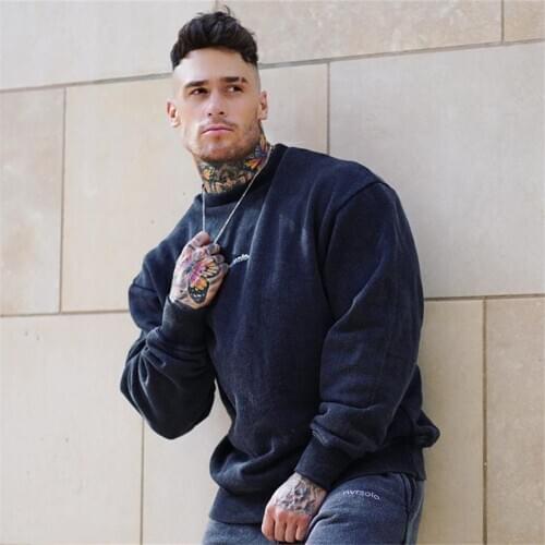 2021 Brand New Fleece Men Cotton Sweatshirt Gyms Fitness Bodybuilding Workout Hoodies Casual Fashion Jacket Sportswear Clothing