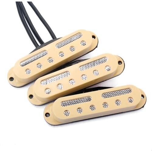 3pieces SSS Guitar Single Coil Humbucker Pickup W/ Screws Spring Beige Cover