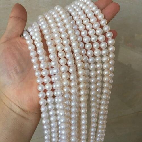 Free shipping,38 cm High luster pearl beads,AA+100% nature freshwater pearl material round shape,pearl diameter 6.3-7.3 mm