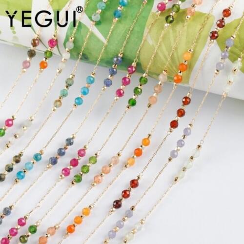YEGUI C218,diy chain,18k gold plated,copper metal,natural gemstone,jewelry findings,diy bracelet necklace,jewelry making,1m/lot