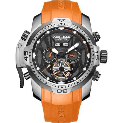 Reef Tiger Aurora Serier RGA3532 Men Sport With Year Month Date Day Calendar Dial Automatic Mechanical Wrist Watch