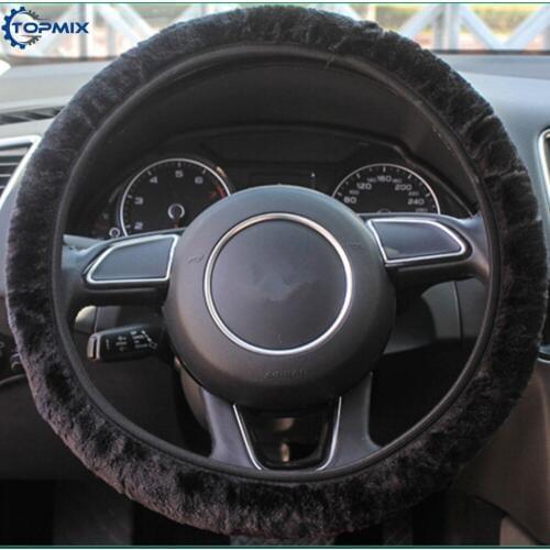 Black/Grey/Brown/Yellow Winter Soft Wool Plush Car Steering Wheel Cover For All Universal Cars Interior Accessory