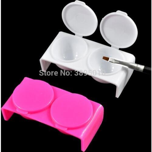 Two-Cup Seal Nail Art Beauty Salons Tools Accessories Plastic Clean Dual Cup Engraved Crystal Liquid Crystal Glass F1143