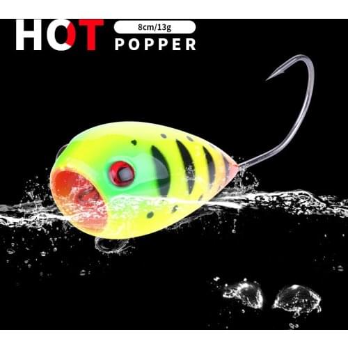 HENGJIA 1pcs 8cm 13g Isca Artificial Hard Popper Fishing Lures Crankbait Wobblers Carp Fishing Pesca Fishing Tackles