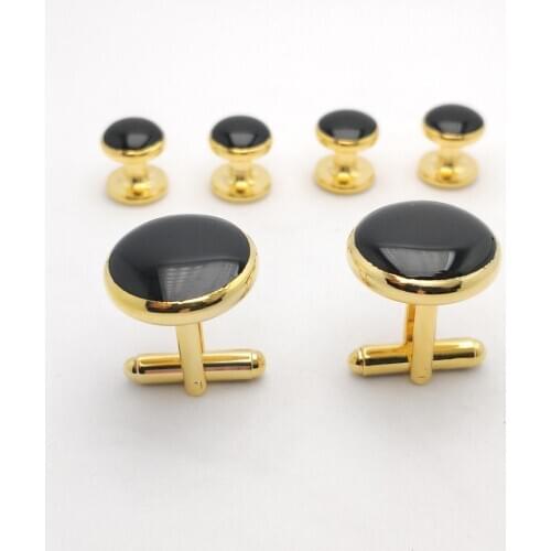 HUISHI Silvery Metal Knot Cufflinks Set Collar Studs 6pc set High Quality Copper Tuxedo Cuff Links Men Jewelry Hot Sale cufflink