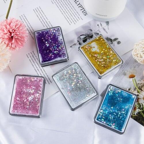 L22 Mini Pocket Makeup Mirror Creative Cosmetic Compact Mirrors with Flowing Sand 1 Pcs