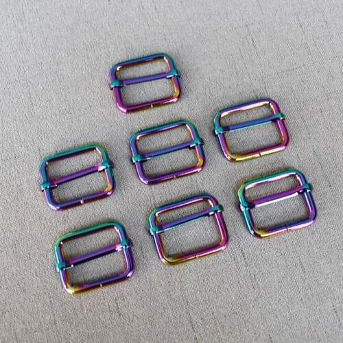 Colourful 100 pieces 25mm Metal Slider Adjustable Buckle Coat Web Strap Adjustable Harness DIY Bags Leathercraft Accessory