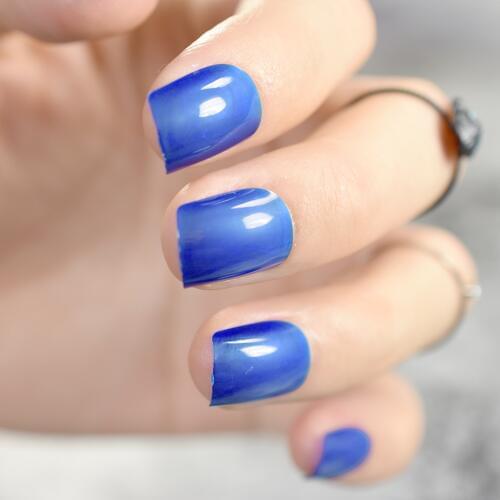 Round Square Candy False Nail Tips Translucent Royal Blue Acrylic Fake Nail Decoration Nep Nagels Manicure Tool Free Shipping