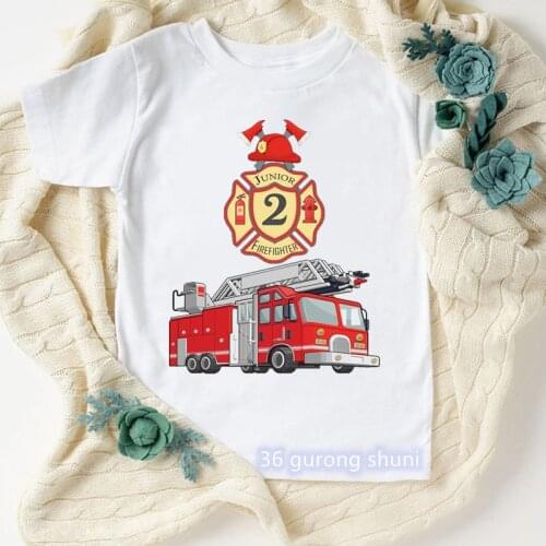 2021hot sale boys t shirt fire car cartoon graphics 2 years old boys birthday clothing highquality toddler baby tshirt kids tops