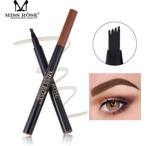 Miss Rose 3 Color Sketch Long lasting Eyebrow Pencil Liquid Waterproof Natural Eyebrow Professional Four pronged Enhancer Makeup