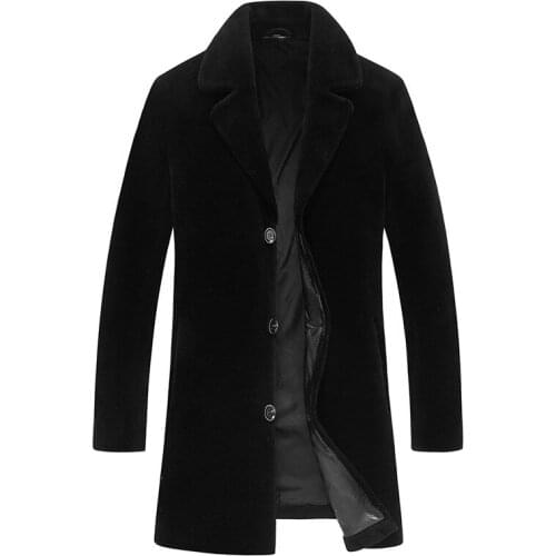 100%Wool Winter Men Natural Sheep Shearling Fur Mens Thick Plus Size Coat Long Jacket AW9939 MY758