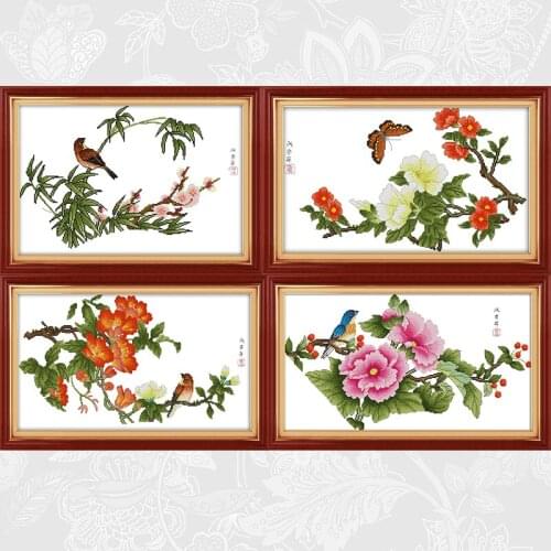 Aroma Four Overflow Series Embroidery Needlework Set, Hand Made Crafts Home Decor, Count Cross Stitch Print On Canvas 14CT 11CT