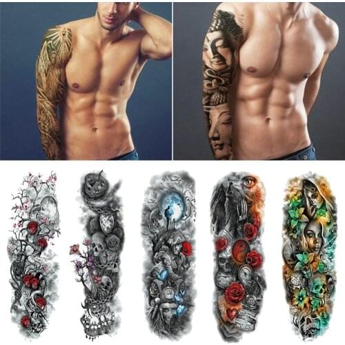 2021 NEW Big Large Size Fashion Tattoo Sticker Waterproof Temporary Fake Tatoo Wolf Fox Death Body Art Tattoo For Women Men