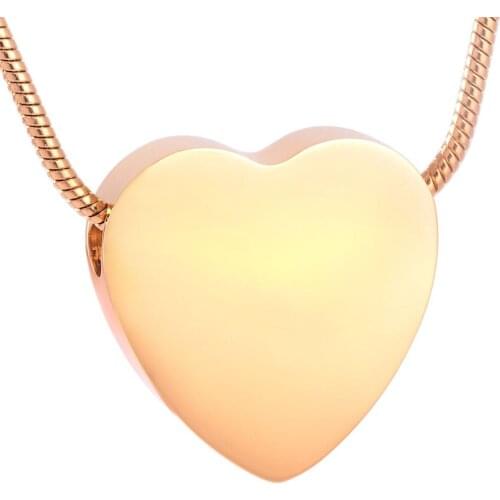 MJD8384 Floating Golden Shiny Heart Stainless Steel Necklace Cremation Jewellry for Ash Necklace With Hidden Screw