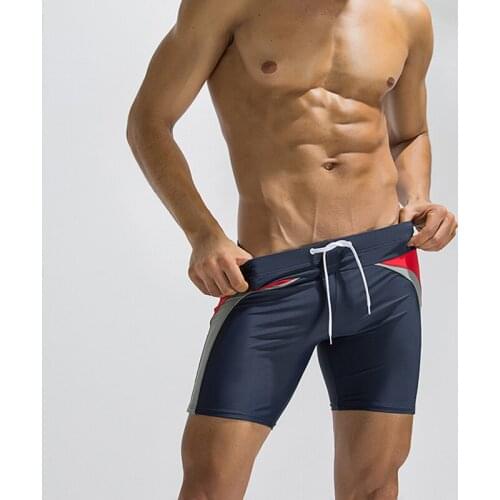 Sexy Color Matching Lace-up Swimming Trunk Stretch Waterproof Short Five-point Pants Men Fashion Boxers Beach Pant Plus Size 2XL