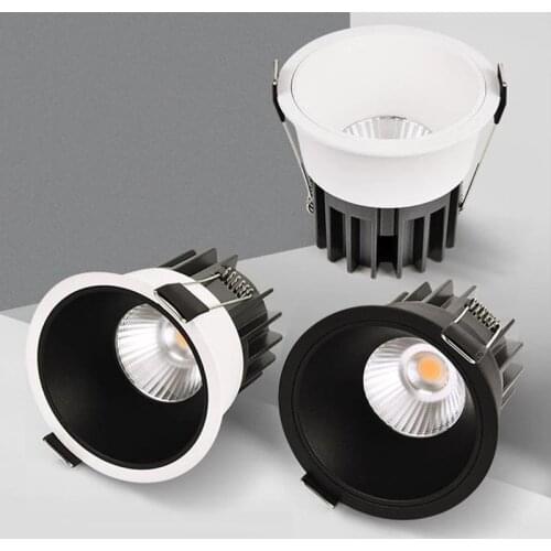 Dimmable Recessed Anti Glare COB LED Downlights 7W9W/12W/15W LED Ceiling Spot Lights AC85~265V Background Lamps Indoor Lighting