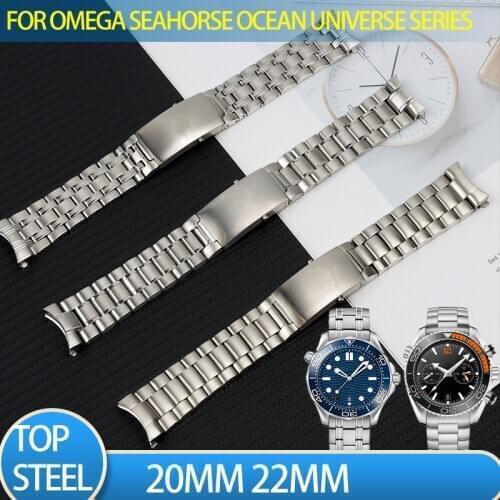Top brand Quality 316L 20mm 22mm Silver Stainless steel Watch Band For omega strap seamaster speedmaster planet ocean watchband