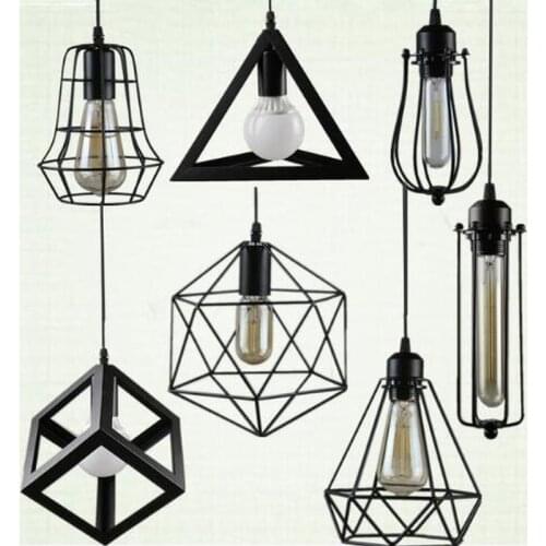 Retro indoor lighting Vintage pendant light LED lights 24 kinds iron cage lampshade warehouse style light fixture
