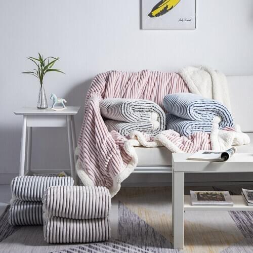 Luxury Fleece blankets and throws Adult Thick Warm winter Blankets twin queen solid blue flannel Blankets On Bed Christmas gifts