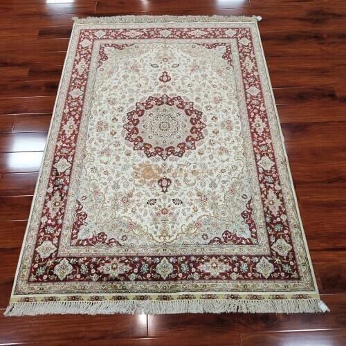Seeykeep™ 4.5x6.5ft Rectangle Pure Silk Handknotted Oriental Rug-SK3036017