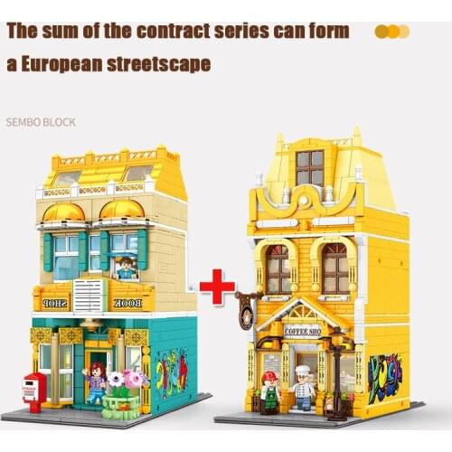 Senbao Building Blocks European Style Cafe 601143 Difficult Diy With Lighting Group Assembled Building Block Toys