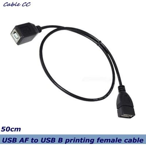 USB 2.0 B female socket to USB 2.0 A female jack extension cable 50cm leads for printer scanner computer cable