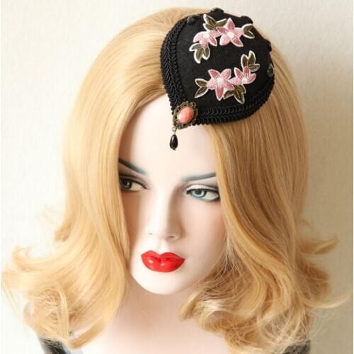 Unique Black Hats for Girls Cocktail Party Hairwear Beaded Flowers Charming Graduation Party Headwear Girls Birthday Hat T219