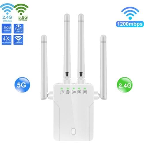 1200Mbps Dual Band 2.4G&5GHz Wireless Extender Wifi Repeater Powerful Wi-Fi Router Long Range WiFi Signal Amplifier
