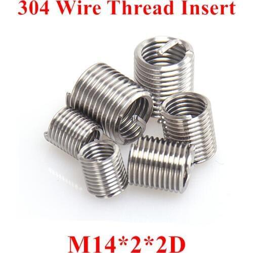 50pcs M14*2*2D Wire Thread Insert 304 Stainless steel M14 Screw Bushing, m14*2D Wire Screw Sleeve Thread Repair Insert