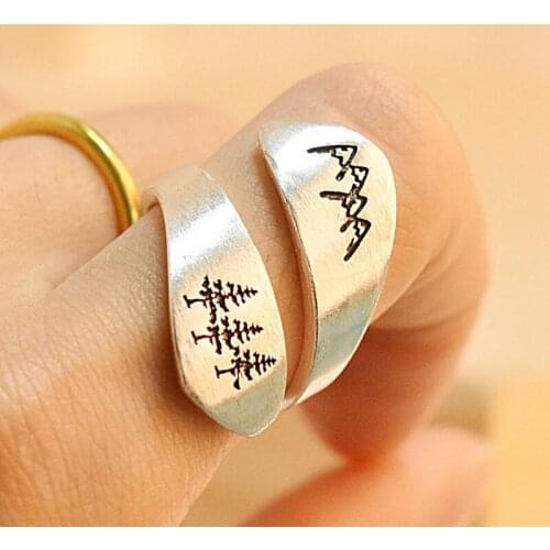 High Quality Simple Women Rings Silver Color Trees Brushed Wedding Rings Ladies Party Jewelry Creative Finger Open Rings