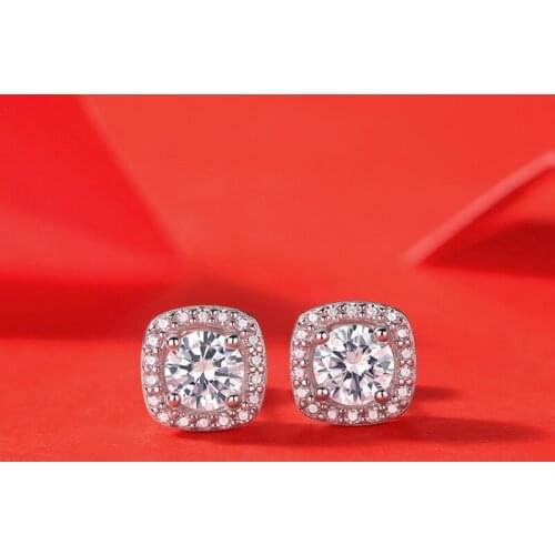 Passed Diamond Test Excellent Moissanite Square Earrings 925 Sterling Silver Gem Earrings Women Luxury Engagement Dinner Jewelry