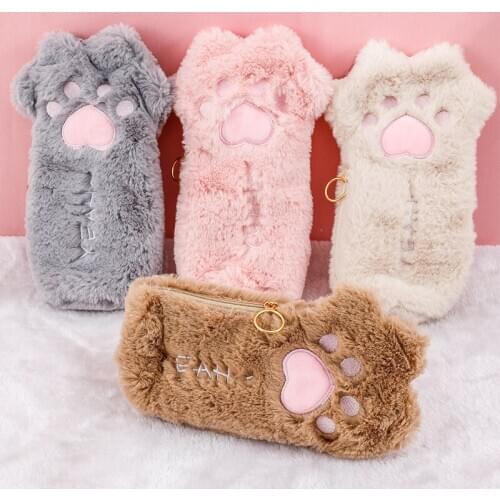 1 Pcs Kawaii Pencil Case Cat claw Plush Gift Estuches School Pencil Box Pencilcase Pencil Bag School Supplies Stationery