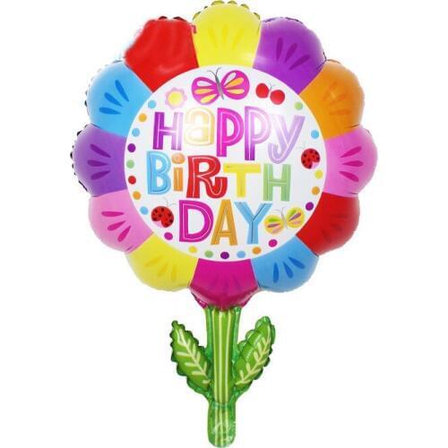 1pcs Happy Birthday Party Decoraiton Foil Balloons Sunflower Shape Helium Balloon Baby Shower Kids Inflatable Toys
