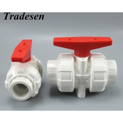 1pc White 20mm 25mm 32mm 40mm 50mm PVC Ball Valve Union Valve PVC Water Pipe Connector Plumbing Hose Fittings Slip Shut Valve