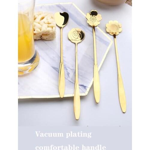 2021 fashion coffee spoon ice cream dessert spoon retro cute round head spoon kitchen gadget decoration kitchen bar utensils