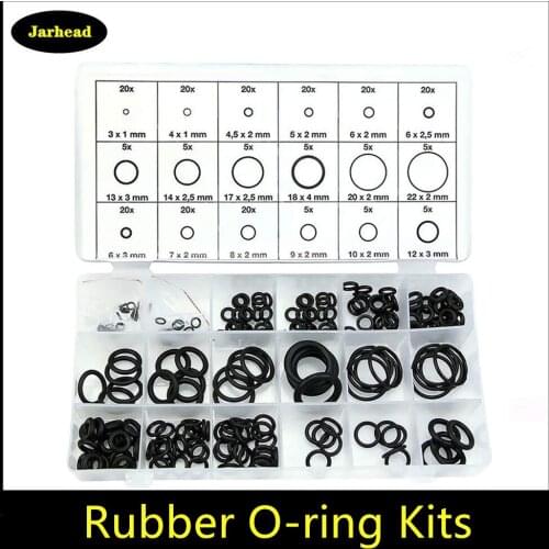 225 Pcs Black Rubber O-ring Sealing Gaskets Seal O-ring Kits In 18 Sizes With Plastic Box