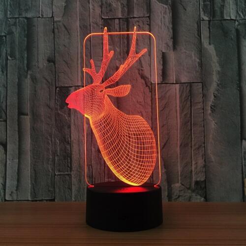 Xmas Deer 3D Lamp USB LED LAMP Deer Decor Romantic Home Gift 7 Colors Gradient Change Fairy Light Desk Table Novelty Lights