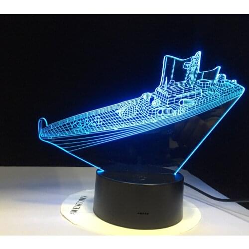 Destroy Ship 3D LED Night Light Table Lamp Acrylic Bulbing Optical Illusion Lumineuse Baby Sleeping Lighting Room Home Decor
