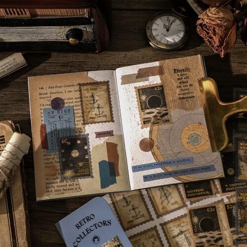 4Sheets/Bag Vintage Collector Stamp Washi Paper Sticker Package DIY Diary Decoration Sticker Album Scrapbooking