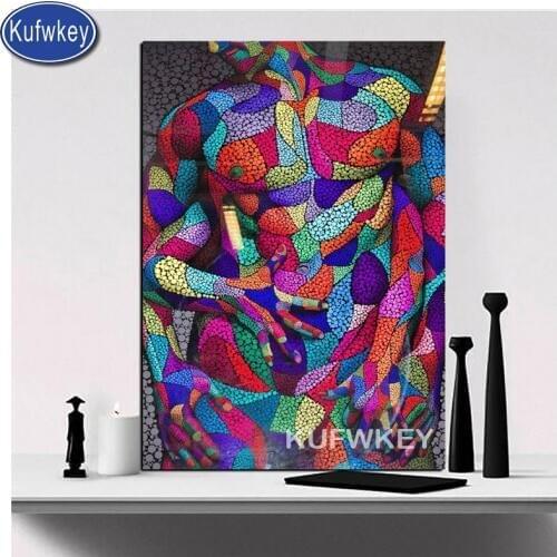 5d diy Cross stitch couple Diamond Embroidery Full Square round Diamant painting color gay men art puzzles mosaic kit portrait