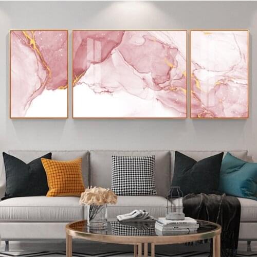 Abstract Modern Canvas Painting Nordic Home Decor Wall Art Poster and Print Pink Marble Minimalist Art for Living Room Design