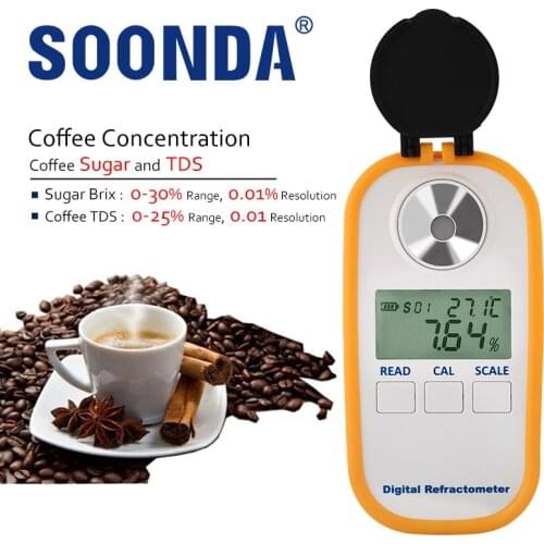 Auto 2-in-1 Coffee 0-25% TDS Concentration Refractometer 0-30% Brix Sugar Meter Digital Electronic Measure Refractomete Tools