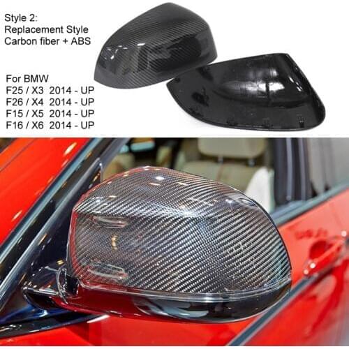 Car-Styling Carbon Fiber Replacement Side Mirror Cover Caps for BMW F15 X5 F16 X6 2014 2015 2016 2017 2018 2019