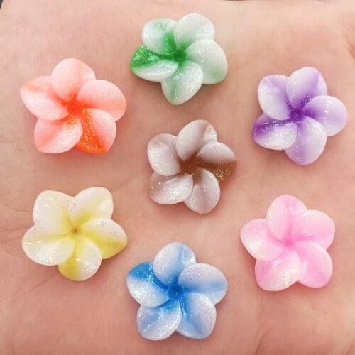 Mixed 20pcs resin 20mm Glitter Colorful Flower Flat back rhinestone appliques DIY Wedding scrapbook craft SF584*2