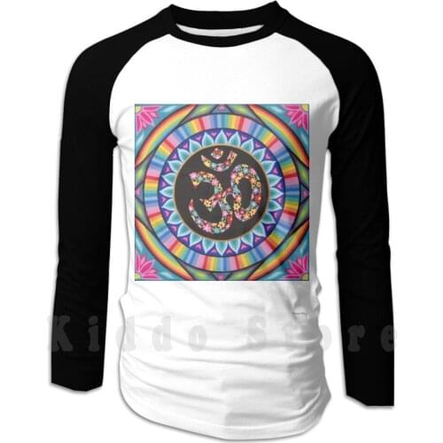 Flowery Om Mandala hoodies long sleeve Om Mandala Circle Lotus Soozie Wray Om Colourful Rainbow Om Mandala Floral