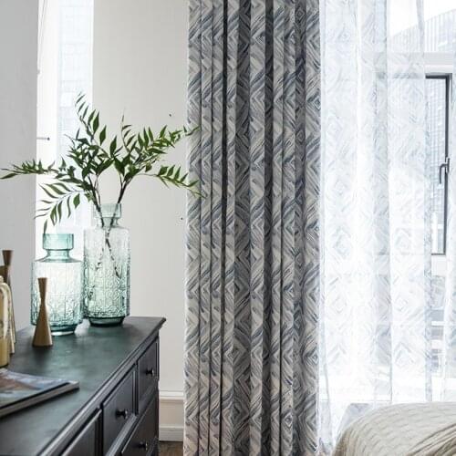 European Fashion Curtain for Bedroom Polyester Cotton Blackout Curtains for Living Room Stripes Thermal Pattern Home Decorative