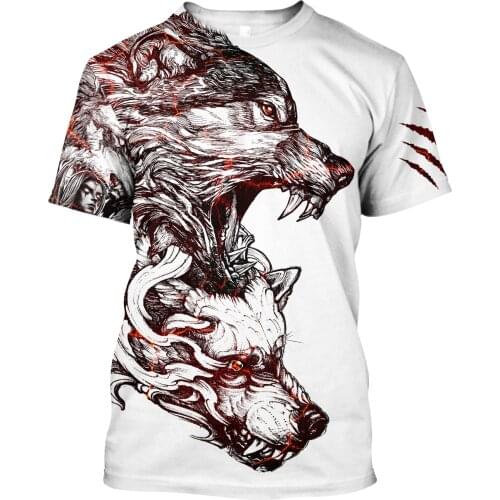 Mens Casual Viking 3D Print T-Shirts Dark Wolf Tattoo Hip-Hop Tshirts Summer Harajuku Tees Wome Unisex Short Sleeve Tops 03